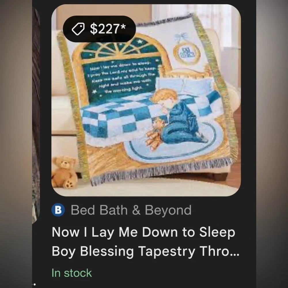 Children's Bedtime Prayer Throw Blanket Now I Lay Me Down to Sleep Boy Tapestry